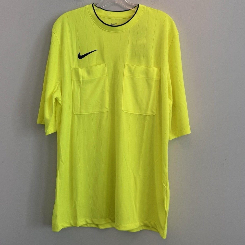 Nike Men's Dri-Fit Soccer Referee Jersey Neon Volt Yellow DH8024-702 XL NWT